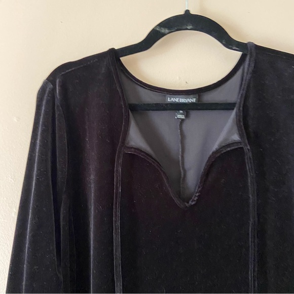 Lane Bryant• black velvet vneckline midi length dress 3/4 sleeve size 20 - Picture 4 of 13